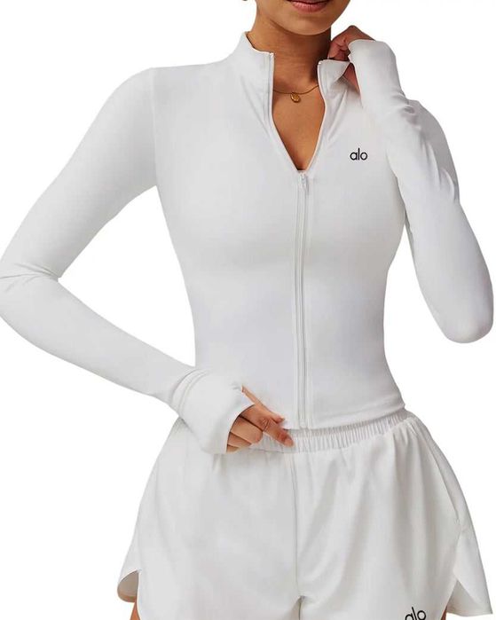 Лонгслів Alo Yoga Zipper Long Sleeve White