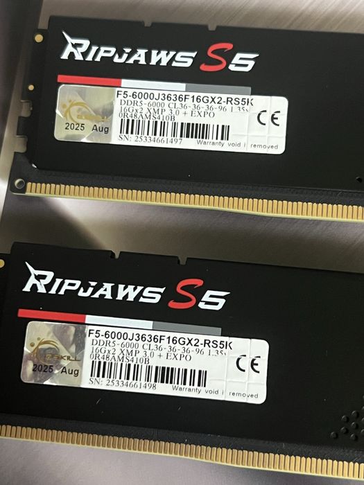 ОЗП G.Skill Ripjaws S5 DDR5 32GB (2x16GB) 6000 Mhz нова