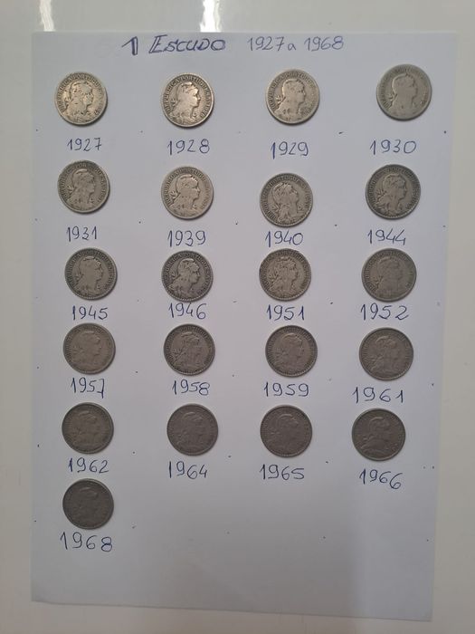 Moedas 1 Escudo 1927 a 1968