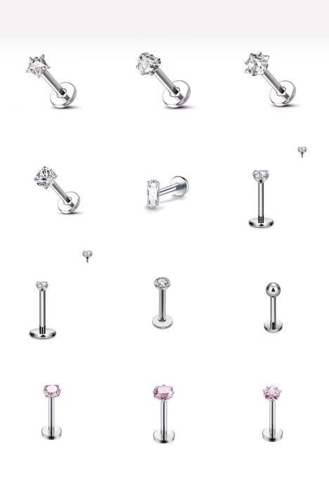 Титановий пірсинг лабрет з камінням фіаніт пірсинг в хрящ вухо ніс