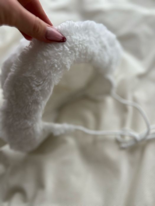 Komplet na Chrzest - plaszczyk / futerko, buciki, kapelusz r.80