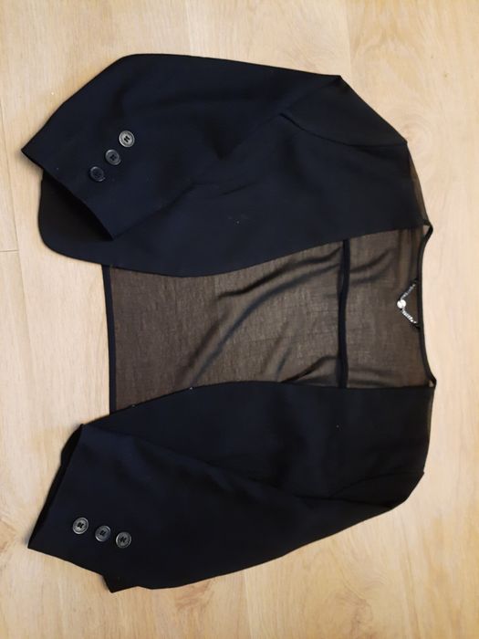 Czarny żakiecik/bolerko marki MOTIVI z prześwitującymi plecami S/M