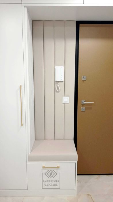 Tapicerowane panele zabudowa wnęki łóżko szafy tapicer Warszawa