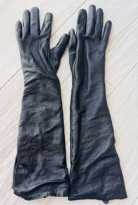 Довгі шкіряні рукавички