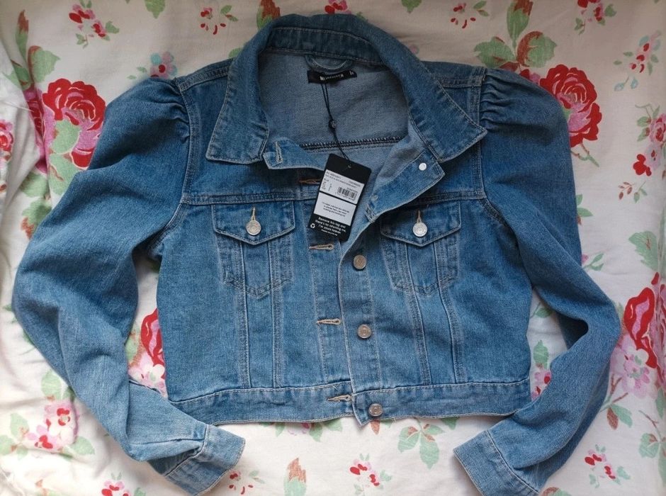 Damska kurtka wiosenna kowbojska krótka Denim Missguided 34 36 dżinsowa jeans