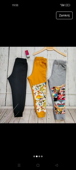 Handmade wygodne spodnie dresowe z dzianiny bawełnianej