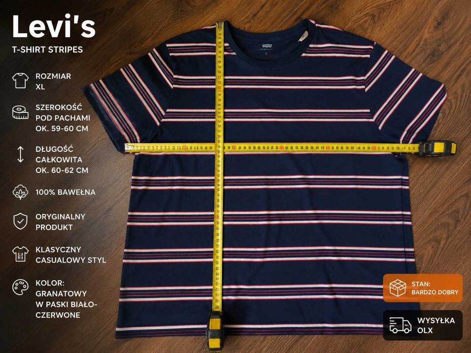 Levi’s T-shirt Stripes L XL bez metek jak nowy TK MAXX
