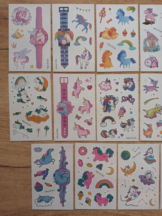 Zestaw XXL! tatuaże brokatowe JEDNOROŻCE