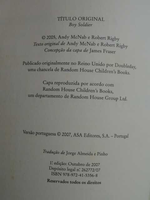 O Rapaz Soldado de Andy McNab - 1ª Edição