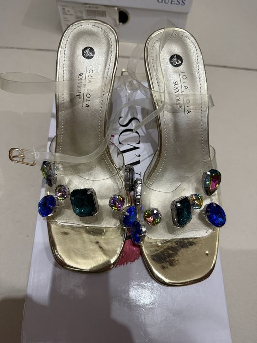 Buty Sca’viola  (rozm37)obcasy (9cm) złote używane