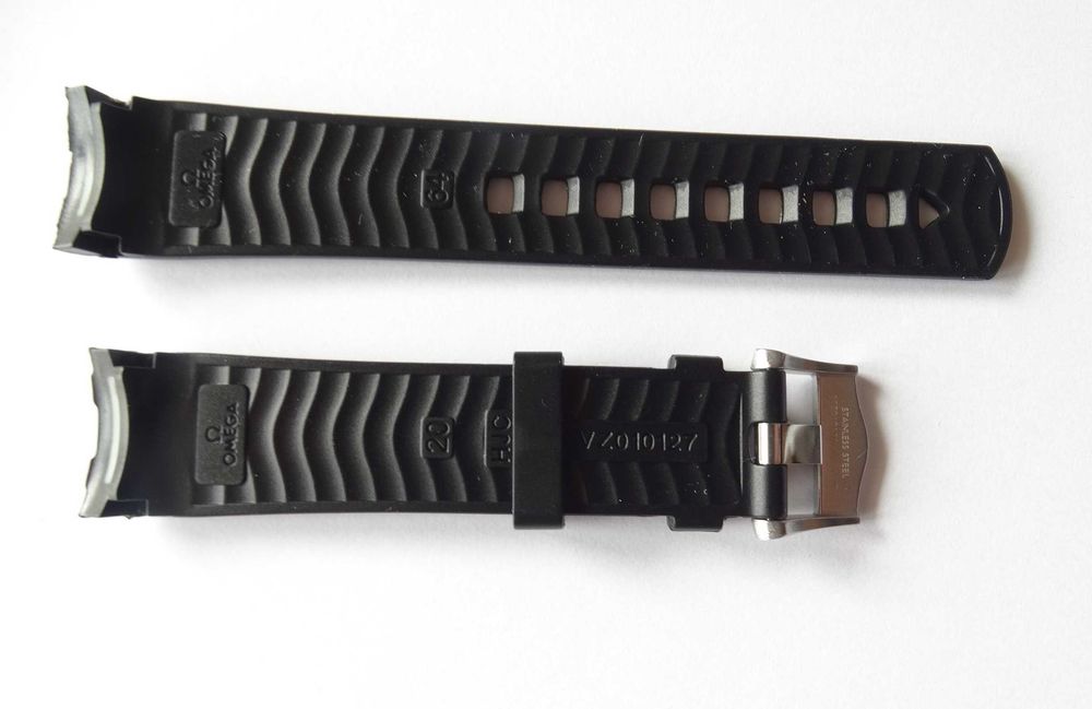 Czarny silikonowy pasek do zegarka Seamaster 20mm gumowy z klamrą