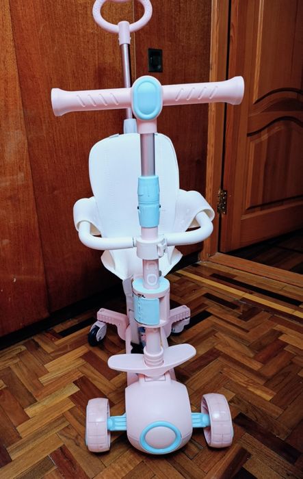 Дитячий триколісний самокат , підсвітка, сидіння, борти