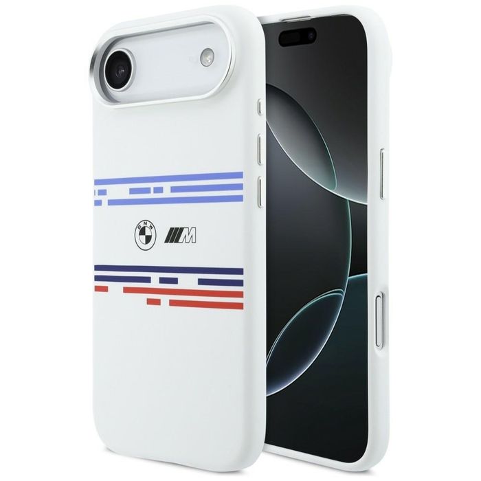 Etui BMW M Silicon Horizontal Line MagSafe do iPhone Air biały