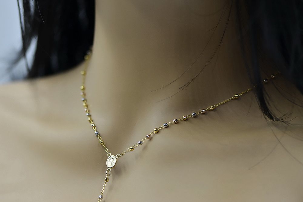 Złoty 14k 585 różaniec diament łańcuszek włoski rcc003ywr Wrocław