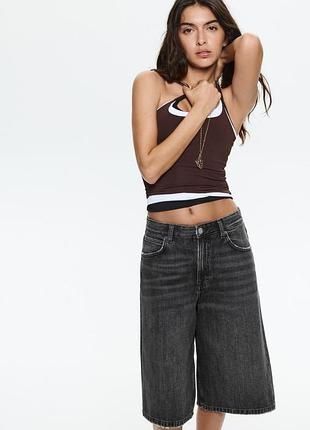 Джинсові джорти, шорти  бермуди Pull&Bear чорного кольору