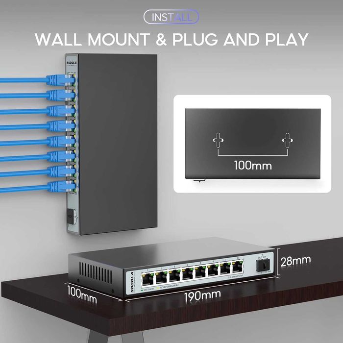 SODOLA 8-portowy przełącznik Ethernet 2,5 G z 10G SFP