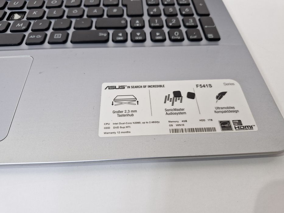Запчастини: Ноутбук Asus F541SA Топкейс,нижня частина,плата.