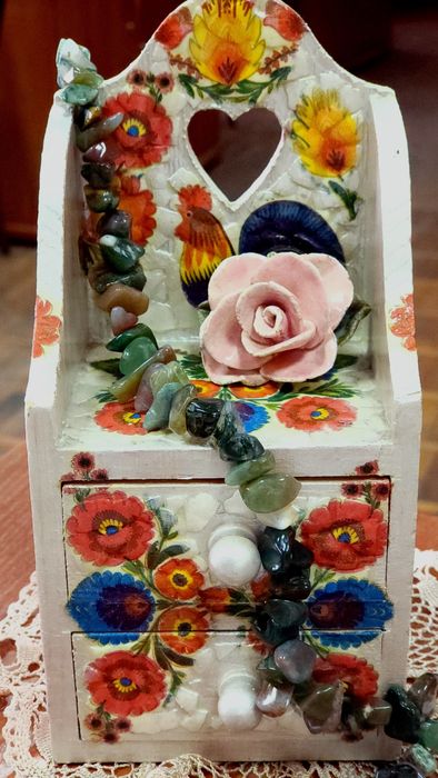 шкатулка производство СССР и современный декупаж