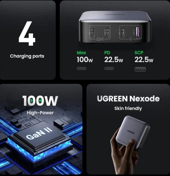 Зарядний пристрій Ugreen Nexode 100W GaN Desktop Charger