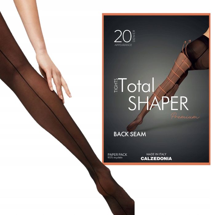 Rajstopy Calzedonia modelujące szew z tyłu back seam 20den czarne 5/XL