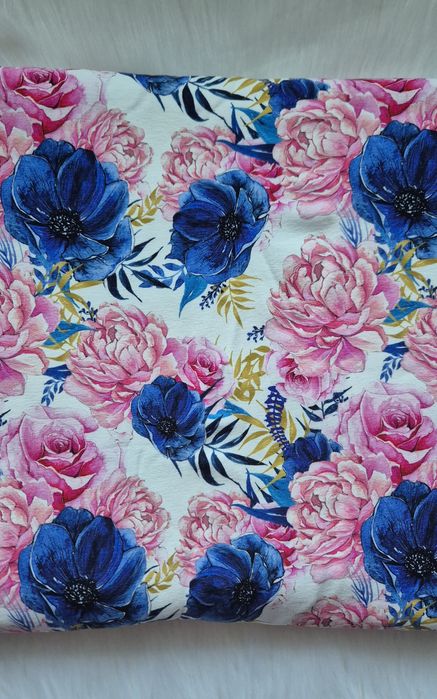 Dresówka pętelka kwiaty bawełna elastan szycie