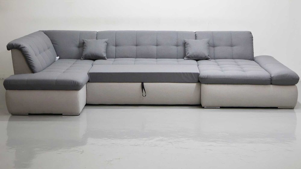 TFF NowY narożnik, szare Wielkie U funkcja spania rogówka kanapa do salonu, wygodne dwukoloreowe