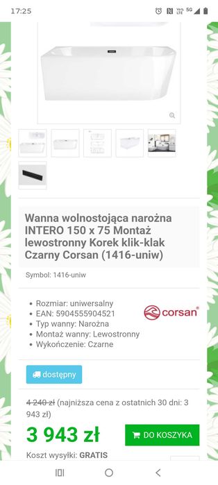 wanna wolnostojąca narożna INTERO Corsan