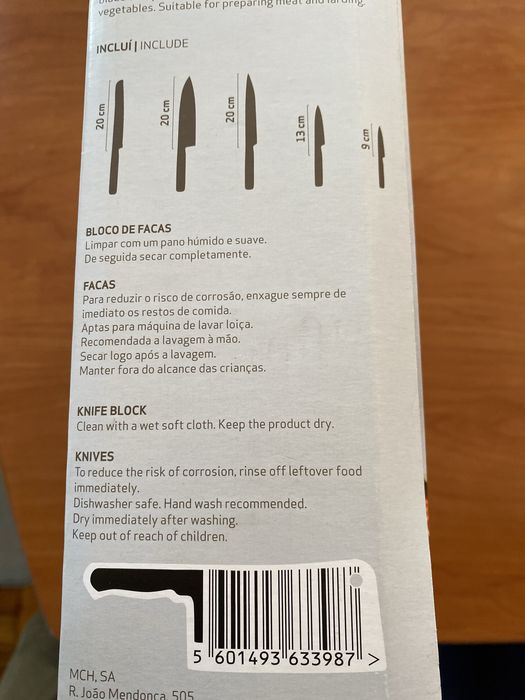 Bloco com 5 facas novas