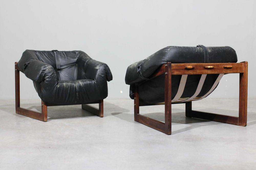 Par de poltronas Percival Lafer em couro | Design Brasileiro