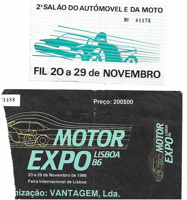 Bilhetes de automobilismo/motocross dos anos 80-Raros