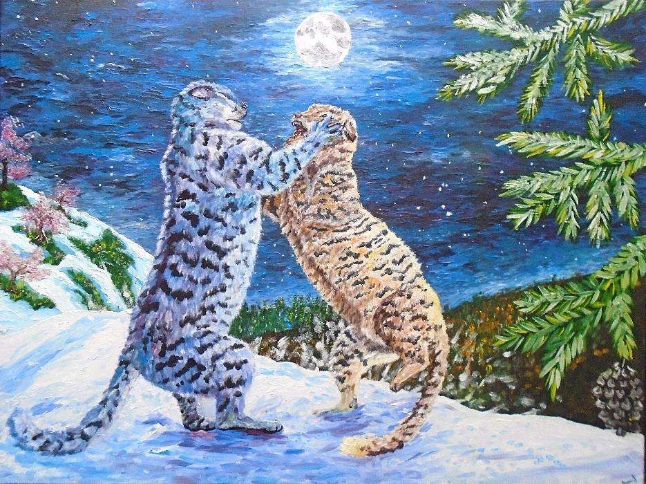 Картина маслом «Тигрики» — оригінальний живопис на полотні (60×80)