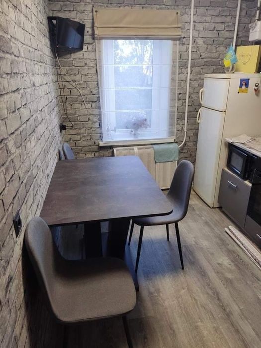 Обідній прямокутний стіл розкладний Dark A 120-160х80 см ательє темний