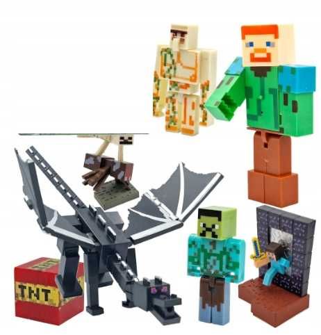 Minecraft Duży zestaw 8 Figurek + Akcesoria