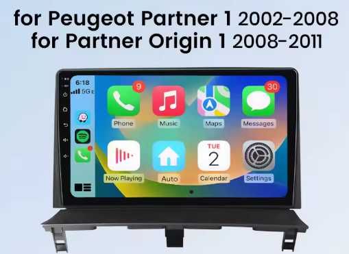 Rádio Android Peugeot Partner/Citroen Berlingo 2002 a 2008 Carplay 2/32GB GPS Novo