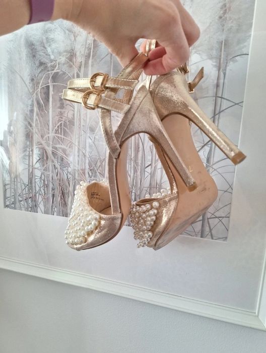 River island 12cm szpilki perły 25cm 39/40