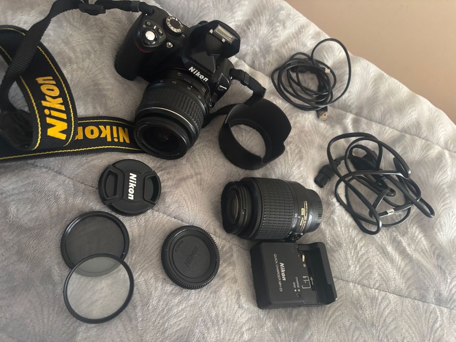 câmera digital nikon dx swm ed aspherical Com 2 objetivas + 2 lentes + saco transporte + Cartão memória