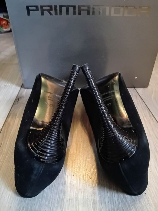 Czarne, zamszowe szpilki Pima Moda 37/24cm.