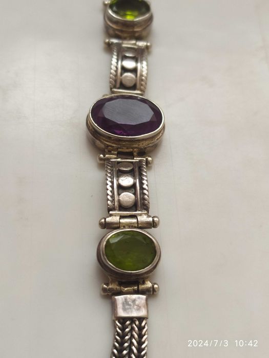 Серебряный браслет с натуральными камнями 925