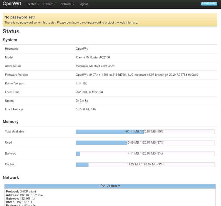 Router Novo Xiaomi Mi AC2100 com Firmware OpenWrt
