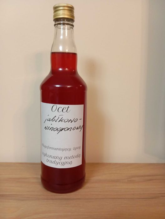 Ocet jablkowo - winogronowy naturalny, zywy, dlugofermentujacy domowy