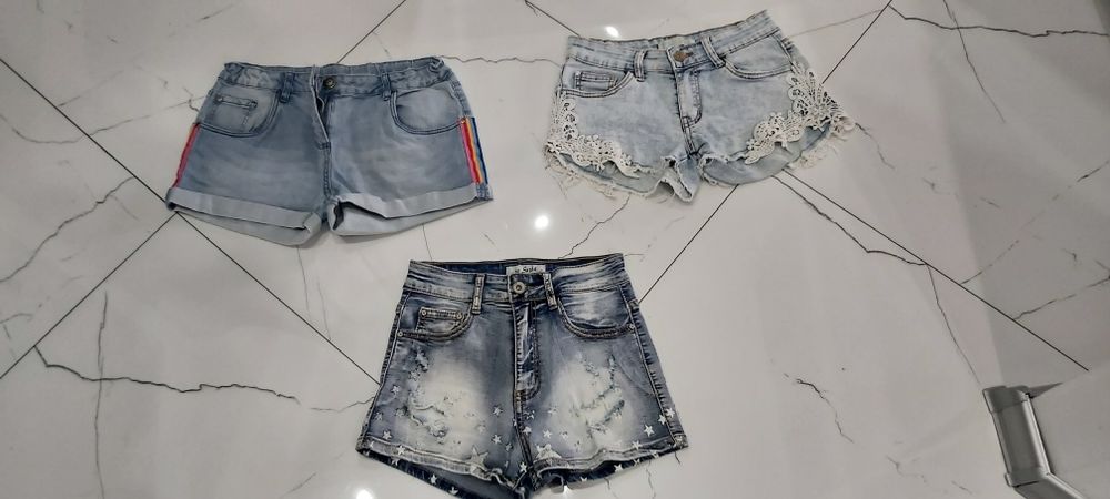 Spodenki szorty jeans dzinsowe jak nowe 9 sztuk