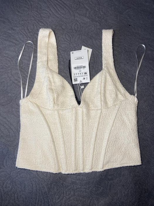 Твідовий коректний топ zara новий бежевий колір розмір m