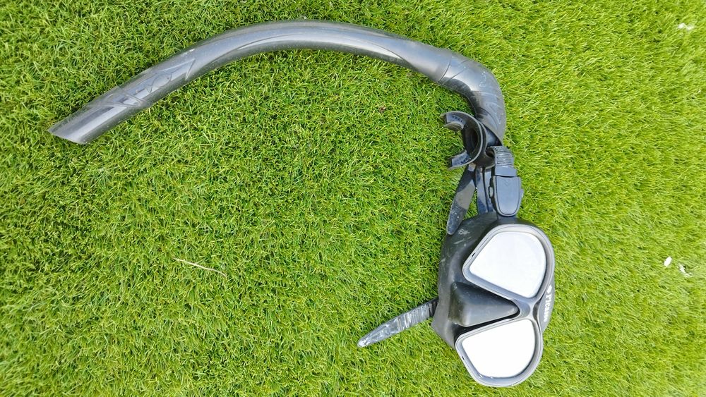 arma, Fato, snork e óculos, boia sinalização de caça submarina