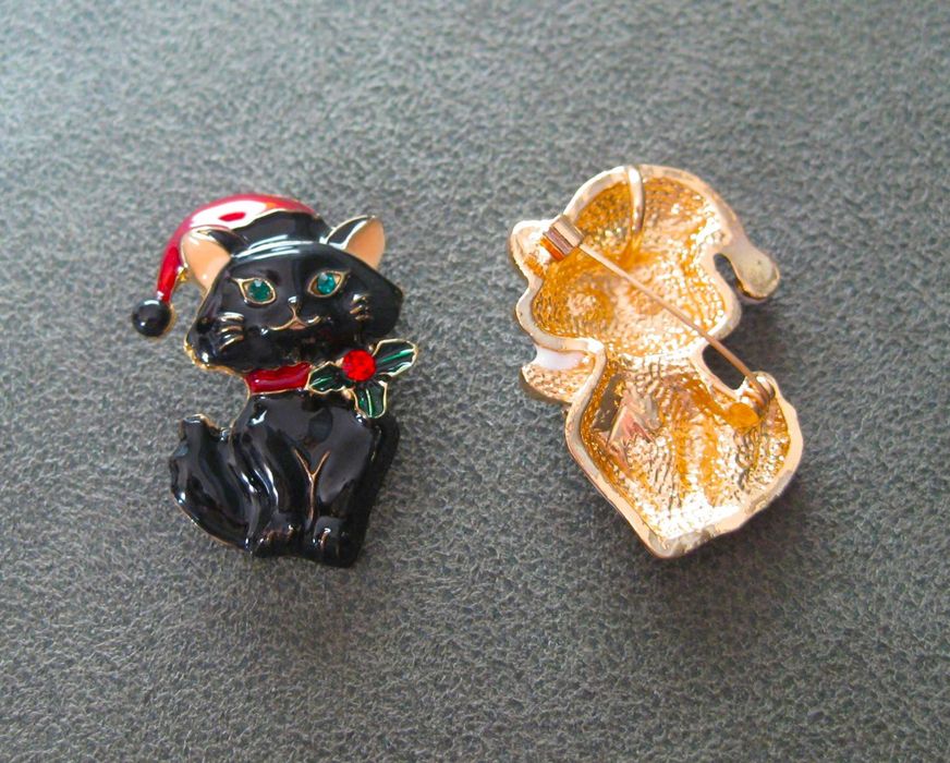 Alfinete / Broche / Pregadeira Gato Preto da Sorte NOVO