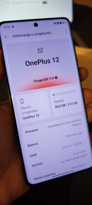 One Plus 12 16/512GB - EU dystrybucja, gwarancja, idealny stan.
