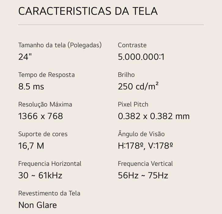 TV/Monitor LG 24 polegadas