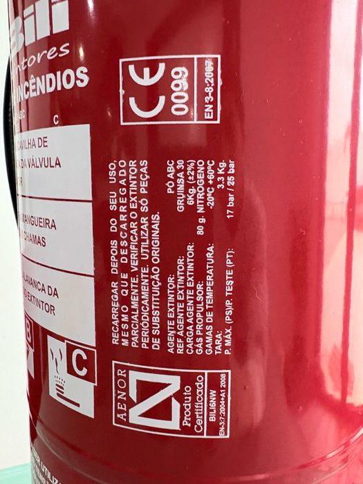 Extintor Pó ABC 6kg Bili 27A 183B C [10]