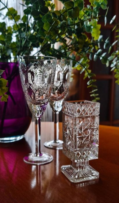 Подсвечник підсвічник хрусталь кришталь цветное старинное стекло декор