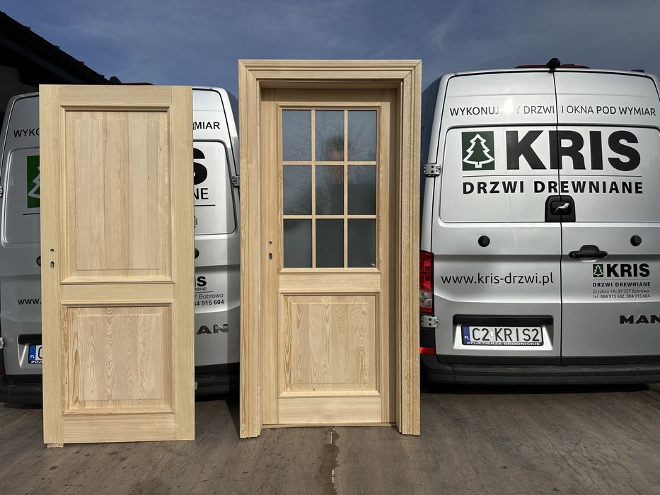 Drzwi lite drewniane Pełne z listewką ozdobną Na każdy wymiar C.Polska