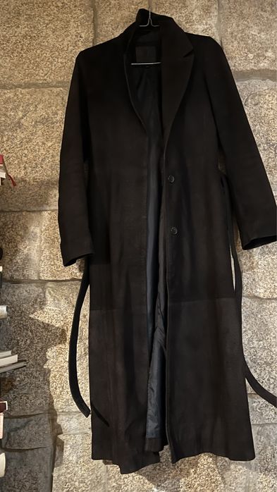 Casaco Massimo Dutti comprido pele camurca